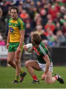 2 April 2017; Aidan O'Shea of Mayo and Michael Murphy of Donegal during the Allianz Football League Division 1 Round 7 match between Mayo and Donegal at Elverys MacHale Park in Castlebar, Co Mayo. Photo by Stephen McCarthy/Sportsfile