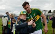 2 April 2017; Anthony Maher of Kerry stops to take a selfie with a young supporter following the Allianz Football League Division 1 Round 7 match between Kerry and Tyrone at Fitzgerald Stadium in Killarney, Co Kerry. Photo by Cody Glenn/Sportsfile