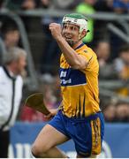 2 April 2017; Aaron Shanagher of Clare celebrates after scoring his side's first goal during the Allianz Hurling League Division 1 Relegation Play-Off match between Clare and Dublin at Cusack Park in Ennis, Co Clare. Photo by Diarmuid Greene/Sportsfile