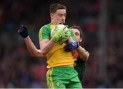 2 April 2017; Ciaran Thompson of Donegal in action against Tom Parsons of Mayo during the Allianz Football League Division 1 Round 7 match between Mayo and Donegal at Elverys MacHale Park in Castlebar, Co Mayo. Photo by Stephen McCarthy/Sportsfile