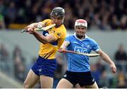 2 April 2017; John Conlon of Clare in action against Cian O'Callaghan of Dublin during the Allianz Hurling League Division 1 Relegation Play-Off match between Clare and Dublin at Cusack Park in Ennis, Co Clare. Photo by Diarmuid Greene/Sportsfile
