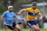2 April 2017; John Conlon of Clare in action against Darragh O'Connell of Dublin during the Allianz Hurling League Division 1 Relegation Play-Off match between Clare and Dublin at Cusack Park in Ennis, Co Clare. Photo by Diarmuid Greene/Sportsfile