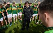 2 April 2017; Kerry manager Eamonn Fitzmaurice addresses the team following the Allianz Football League Division 1 Round 7 match between Kerry and Tyrone at Fitzgerald Stadium in Killarney, Co Kerry. Photo by Cody Glenn/Sportsfile