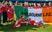 2 April 2017; Shelbourne LFC celebrate after winning the FAI Women’s U16 Cup Final match between Shelbourne LFC and Enniskerry FC at Home Farm FC in Whitehall, Dublin. Photo by Stephen McMahon/Sportsfile