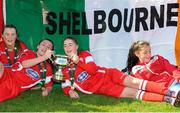 2 April 2017; Shelbourne LFC players celebrate winning the FAI Women’s U16 Cup Final match between Shelbourne LFC and Enniskerry FC at Home Farm FC in Whitehall, Dublin. Photo by Stephen McMahon/Sportsfile