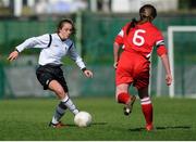 2 April 2017; Nadine Claore of Enniskerry FC in action against Mia Dodd of Shelbourne LFC during the FAI Women’s U16 Cup Final match between Shelbourne LFC and Enniskerry FC at Home Farm FC in Whitehall, Dublin. Photo by Stephen McMahon/Sportsfile
