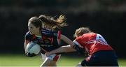 2 April 2017; Clodagh Lohan of Mercy, Ballymahon, in action against Emma Flynn of St. Angela’s Ursuline Convent SS during the Lidl All Ireland PPS Junior B Championship Final match between Mercy, Ballymahon and St. Angela’s Ursuline Convent SS at Clane in Co Kildare. Photo by Daire Brennan/Sportsfile