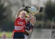 2 April 2017; Abby Flynn of St. Angela’s Ursuline Convent SS, in action against Petrina Carrigy of Mercy, Ballymahon, during the Lidl All Ireland PPS Junior B Championship Final match between Mercy, Ballymahon and St. Angela’s Ursuline Convent SS at Clane in Co Kildare. Photo by Daire Brennan/Sportsfile