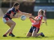 2 April 2017; Annie Fitzgerald of St. Angela’s Ursuline Convent SS, in action against Sinéad O'Neill of Mercy, Ballymahon, during the Lidl All Ireland PPS Junior B Championship Final match between Mercy, Ballymahon and St. Angela’s Ursuline Convent SS at Clane in Co Kildare. Photo by Daire Brennan/Sportsfile