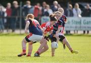 2 April 2017; Clodagh Curham of St. Angela’s Ursuline Convent SS, in action against Julieann Moran, left, and Sophie Hogan of Mercy, Ballymahon, during the Lidl All Ireland PPS Junior B Championship Final match between Mercy, Ballymahon and St. Angela’s Ursuline Convent SS at Clane in Co Kildare. Photo by Daire Brennan/Sportsfile