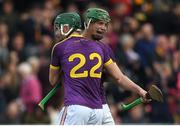 2 April 2017; Conor McDonald, right, of Wexford celebrates with team-mate Harry Kehoe at the final whistle of the Allianz Hurling League Division 1 Quarter-Final match between Kilkenny and Wexford at Nowlan Park in Kilkenny. Photo by Brendan Moran/Sportsfile