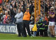 2 April 2017; Wexford manager Davy Fitzgerald, left, and coach Seoirse Bulfin, react after their side scored their second goal during the Allianz Hurling League Division 1 Quarter-Final match between Kilkenny and Wexford at Nowlan Park in Kilkenny. Photo by Brendan Moran/Sportsfile