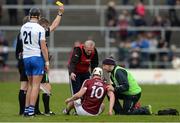 2 April 2017; Joe Canning of Galway, 10, is shown a second yellow card by referee Barry Kelly before being sent off during the Allianz Hurling League Division 1 Quarter-Final match between Galway and Waterford at Pearse Stadium in Galway. Photo by Piaras Ó Mídheach/Sportsfile