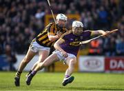 2 April 2017; David Dunne of Wexford is tackled by Padraig Walsh of Kilkenny, resulting in a penalty for Wexford, during the Allianz Hurling League Division 1 Quarter-Final match between Kilkenny and Wexford at Nowlan Park in Kilkenny. Photo by Brendan Moran/Sportsfile