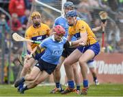 2 April 2017; Niall McMorrow of Dublin in action against David Fitzgerald of Clare during the Allianz Hurling League Division 1 Relegation Play-Off match between Clare and Dublin at Cusack Park in Ennis, Co Clare. Photo by Diarmuid Greene/Sportsfile