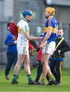 2 April 2017; Seamus Callanan of Tipperary shakes hands with Offaly goalkeeper James Dempsey at the end of the Allianz Hurling League Division 1 Quarter-Final match between Offaly and Tipperary at O'Connor Park in Tullamore, Co Offaly. Photo by David Maher/Sportsfile