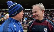 2 April 2017; Waterford manager Derek McGrath, left, and Galway manager Michéal Donoghue in conversation after the Allianz Hurling League Division 1 Quarter-Final match between Galway and Waterford at Pearse Stadium in Galway. Photo by Piaras Ó Mídheach/Sportsfile