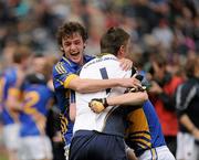 18 September 2011; Tipperary players, left to right, Greg Henry, Evan Comerford, and Adrian McGuire, celebrate after the game. GAA Football All-Ireland Minor Championship Final, Tipperary v Dublin, Croke Park, Dublin. Picture credit: Dáire Brennan / SPORTSFILE
