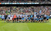 18 September 2011; The Dublin squad, back row, left to right, Paul Conlon, Eoghan O’Gara, Diarmuid Connolly, Paul Casey, James McCarthy, Ross McConnell, Michael Darragh Macauley, Barry Cahill, Michael Fitzsimons, Bernard Brogan, Cian O’Sullivan, Éamon Fennell, Denis Bastick, Declan Lally, Paul Brogan, Michael McCarthy, and Philip McMahon, front row, left to right, Craig Dias, Ger Brennan, Rory O’Carroll, Kevin Nolan, Bryan Cullen, Stephen Cluxton, Paul Flynn, Alan Brogan, David Henry, Tomás Quinn, Dean Kelly, Kevin McManamon, Seán Murray, Ross O’Carroll, and Michael Savage.. GAA Football All-Ireland Senior Championship Final, Kerry v Dublin, Croke Park, Dublin. Picture credit: Pat Murphy / SPORTSFILE