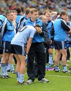 18 September 2011; Dublin manager Dessie Farrell comforts Cormac Costello after the game. GAA Football All-Ireland Senior Championship Final, Kerry v Dublin, Croke Park, Dublin. Picture credit: Ray McManus / SPORTSFILE