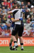 18 September 2011; Tipperary players Evan Comerford, right, and John Meagher, left, celebrate victory at the final whistle. GAA Football All-Ireland Minor Championship Final, Tipperary v Dublin, Croke Park, Dublin. Picture credit: Barry Cregg / SPORTSFILE