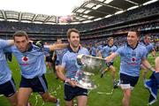 18 September 2011; Dublin captain Bryan Cullen, centre, celebrates with David Henry, left, and Declan Lally after the game. GAA Football All-Ireland Senior Championship Final, Kerry v Dublin, Croke Park, Dublin. Picture credit: David Maher / SPORTSFILE