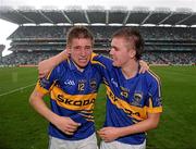 18 September 2011; Bill Maher, left, and Colman Kennedy, Tipperary, celebrates their side's victory. GAA Football All-Ireland Minor Championship Final, Tipperary v Dublin, Croke Park, Dublin. Picture credit: Stephen McCarthy / SPORTSFILE