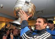 19 September 2011; Dublin captain Bryan Cullen lifts the Sam Maguire Cup during the visit of the Dublin football squad to Our Lady's Hospital for Sick Children, Crumlin, Dublin. Picture credit: Pat Murphy / SPORTSFILE