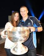 19 September 2011; Dublin's Mossie Quinn and Aoife Crowe, with the Sam Maguire Cup, at the 'Homecoming Celebrations' for the GAA Football All-Ireland Senior Championship winners. Dublin Football Squad Homecoming Celebrations, Mansion House, Dawson Street, Dublin. Picture credit: Ray McManus / SPORTSFILE