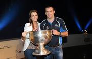 19 September 2011; Dublin's Paul Casey and Ciara Cosgrove, with the Sam Maguire Cup, at the 'Homecoming Celebrations' for the GAA Football All-Ireland Senior Championship winners. Dublin Football Squad Homecoming Celebrations, Mansion House, Dawson Street, Dublin. Picture credit: Ray McManus / SPORTSFILE