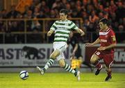 19 September 2011; Ciaran Kilduff, Shamrock Rovers, in action against John Russell, Sligo Rovers. FAI Ford Cup Quarter-final, Sligo Rovers v Shamrock Rovers, The Showgrounds, Sligo. Picture credit: Oliver McVeigh / SPORTSFILE