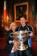 19 September 2011; Dublin's Paul Flynn and Fiona Hudson, with the Sam Maguire Cup, at the 'Homecoming Celebrations' for the GAA Football All-Ireland Senior Championship winners. Dublin Football Squad Homecoming Celebrations, Mansion House, Dawson Street, Dublin. Picture credit: Ray McManus / SPORTSFILE