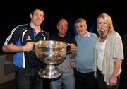 19 September 2011; Supporters Anthony McCarthy and John Wall, with Dublin's Denis Bastick and Jody Hannon, with the Sam Maguire Cup, at the 'Homecoming Celebrations' for the GAA Football All-Ireland Senior Championship winners. Dublin Football Squad Homecoming Celebrations, Mansion House, Dawson Street, Dublin. Picture credit: Ray McManus / SPORTSFILE