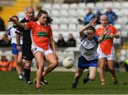 2 April 2017; Aimee Macklin of Armagh in action against Sharon Courtney of Monaghan during the Lidl Ladies Football National League Round 7 match between Monaghan and Armagh at St. Tiernach's Park in Clones, Co Monaghan. Photo by Ray McManus/Sportsfile