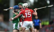 2 April 2017; Richie McCarthy of Limerick in action against Séamus Harnedy and Patrick Horgan (15) of Cork during the Allianz Hurling League Division 1 Quarter-Final match between Cork and Limerick at Páirc Uí Rinn in Cork. Photo by Eóin Noonan/Sportsfile