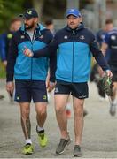 3 April 2017; Jack Conan, right, and Hayden Triggs of Leinster arrive for squad training at Rosemount in Belfield, UCD, Dublin. Photo by Piaras Ó Mídheach/Sportsfile