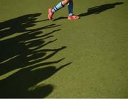 2 April 2017; UCD captain Deirdre Duke walks up to collect her medal as team mates celebrate following the Irish Senior Ladies Hockey Cup Final match between UCD and Cork Harlequins at the National Hockey Stadium UCD in Belfield, Dublin. Photo by David Fitzgerald/Sportsfile