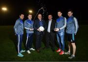 3 April 2017; Celtic Pure, the Irish natural spring water company, today announced a new sponsorship of the Monaghan senior football team as their official water partner. With hydration being a key pillar of sports performance, this role sees Celtic Pure bring their expertise to the Monaghan set-up and will ensure the provision of water for training and match days throughout the year for the award-winning team. Pictured at Monaghan GAA Training Grounds are Padraig McEneaney, CEO, Celtic Pure and ?Liam Duffy, Business Development Manager and CFO, Celtic Pure, alongside players, from left, Drew Wylie, Colin Walshe, Conor McManus and Darren Hughes. Photo by Ramsey Cardy/Sportsfile