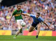 28 August 2016; Colm Cooper of Kerry attempts to kick a point as he is tackled by Brian Fenton of Dublin during the GAA Football All-Ireland Senior Championship Semi-Final game between Dublin and Kerry at Croke Park in Dublin. Photo by Brendan Moran/Sportsfile