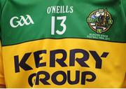 3 July 2011; A detail view of a Kerry football jersey. Munster GAA Football Senior Championship Final, Kerry v Cork, Fitzgerald Stadium, Killarney, Co. Kerry. Picture credit: Brendan Moran / SPORTSFILE