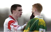4 April 2004; Ryan McMenamin, Tyrone, makes a point to Colm Cooper, Kerry. Allianz Football League, Division 1A, Round 7, Tyrone v Kerry, Healy Park, Omagh, Co. Tyrone. Picture credit; Brendan Moran / SPORTSFILE *EDI*