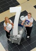 20 September 2011; Mel Flanagan, St Sylvesters, left, and Debbie Burnett, Naomh Mearnog, at the launch of the Tesco Ladies Football All Ireland Sevens tournament that takes place in the St Sylvesters and Naomh Mearnog clubs on Saturday 24th September. 90 teams and over 1000 players will compete in the sevens tournament held over the course of a single day. Tesco, Clarehall, Malahide Road, Dublin. Picture credit: Pat Murphy / SPORTSFILE