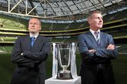 21 September 2011; Cork City manager Tommy Dunne, left, and Derry City manager Stephen Kenny in attendance at the EA SPORTS Cup Final media day ahead of Saturday's final between Cork City and Derry City in Turner's Cross, Cork. EA SPORTS Cup Final Media Day, Aviva Stadium, Lansdowne Road, Dublin. Picture credit: David Maher / SPORTSFILE