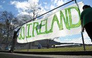 22 September 2011; A banner is taken down by school staff after a visit by Ireland players Stephen Ferris, Damien Varley and Conor Murray to Selwyn Primary School ahead of their 2011 Rugby World Cup, Pool C, game against Russia on Sunday. Selwyn Primary School, Rotorua, New Zealand. Picture credit: Brendan Moran / SPORTSFILE