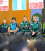 22 September 2011; Ireland players Conor Murray, Damien Varley and Stephen Ferris watch local schoolchildren perform during a visit to Selwyn Primary School ahead of their 2011 Rugby World Cup, Pool C, game against Russia on Sunday. Selwyn Primary School, Rotorua, New Zealand. Picture credit: Brendan Moran / SPORTSFILE