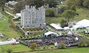 22 September 2011; An aerial view of the opening ceremony of the 2011 Solheim Cup at Killeen Castle. Europe's top female golfers take on the United States for the Solheim Cup which gets underway tomorrow morning. Tickets are available on the gate at Killeen Castle each day. Visit www.solheimcup.com for more information. Killeen Castle, Dunsany, Co. Meath. Picture credit: Matt Browne / SPORTSFILE