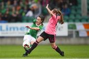 4 April 2017; Roma McLoughlin of Republic of Ireland in action against Claire Adams of Scotland during the UEFA Women's Under 19 European Championship Elite Round match between Republic of Ireland and Scotland at Market's Field in Limerick. Photo by Eóin Noonan/Sportsfile
