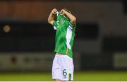 4 April 2017; A dejected Jamie Finn of Republic of Ireland after her side's defeat in the UEFA Women's Under 19 European Championship Elite Round match between Republic of Ireland and Scotland at Market's Field in Limerick. Photo by Eóin Noonan/Sportsfile