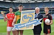 5 April 2017; Lúthchleas Gael Aogán Ó Fearghail with from left, David Treacy of Dublin and Cuala, Michael Quinlivan of Tipperary and Clonmel Commercials and Anthony Williams of Louth and Dreadnots in attendance at the Lá na gClubanna 2017 Launch at Croke Park in Dublin. Photo by Matt Browne/Sportsfile