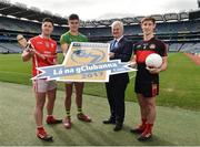 5 April 2017; Lúthchleas Gael Aogán Ó Fearghail with from left, David Treacy of Dublin and Cuala, Michael Quinlivan of Tipperary and Clonmel Commercials and Anthony Williams of Louth and Dreadnots in attendance at the Lá na gClubanna 2017 Launch at Croke Park in Dublin. Photo by Matt Browne/Sportsfile